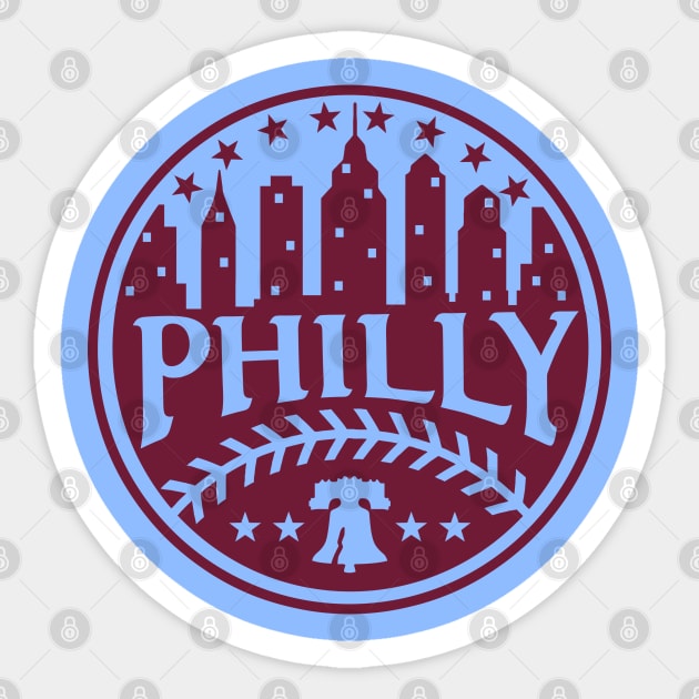 Retro Vintage Philadelphia Baseball Old School Red Philly City Skyline Sticker by TeeCreations